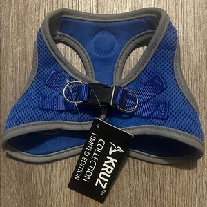 Kruz Limited Edition Blue Mesh Dog Harness with Gray Trim
